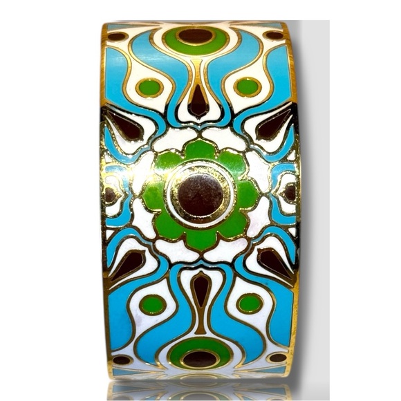 Kate Spade x Florence Broadhurst Enamel “Carry The Torch” hinged idiom bangle - Picture 5 of 7